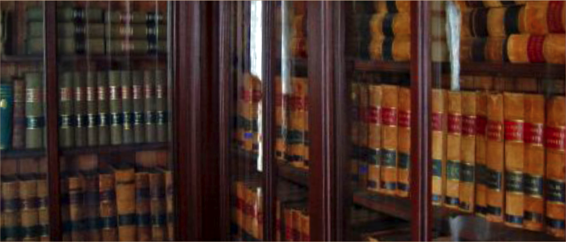 Library shelves with books